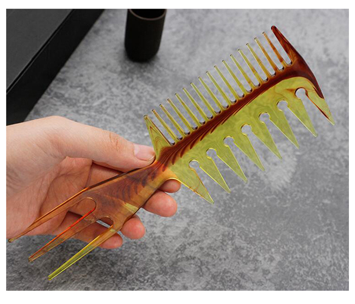 2019 hot Amber Color Plastic Hair Comb Oil Head Styling comb Afro Hot Pick Hairdressing Comb Styling Combs for Combing Oil Head
