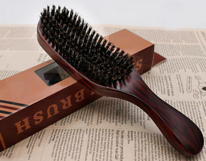 Beech bristle large curved beard brush beard care brush, wooden beard brush with bristle.